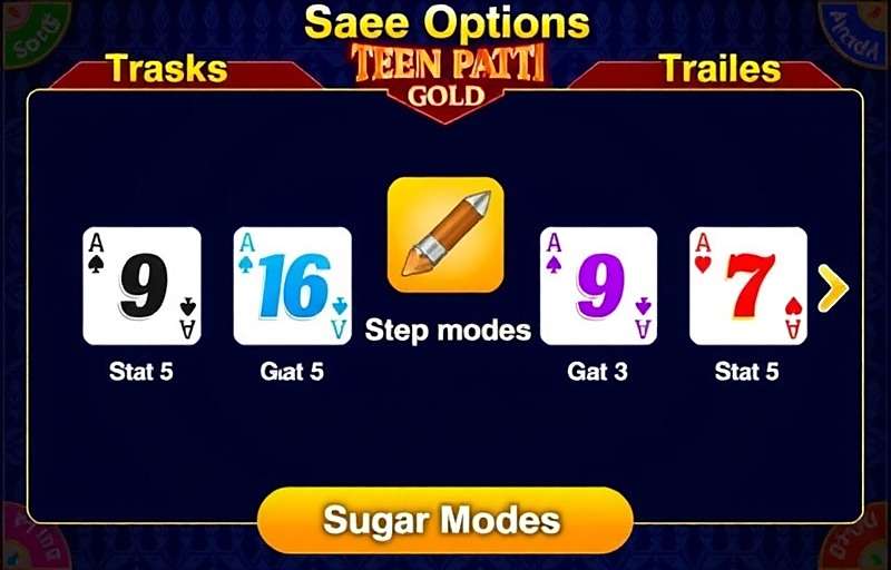 Teen Patti Gold - Indian Poker game modes selection screen showing various game options